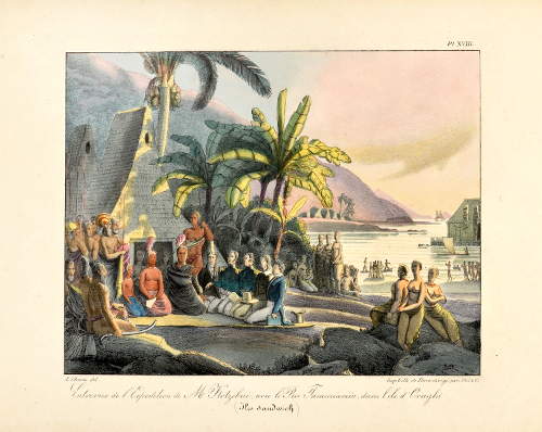hawaii.Ludwig Choris_Entrevue de l'Expedition de M. Kotzebue, avec le Roi Tammeamea, Paris, 1826, Copyright Privatsammlung, Foto Sharokh Shalchi_1500px