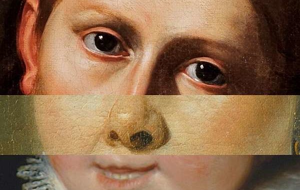 Fotomontage: Gesicht aus 3 klassischen Portraits