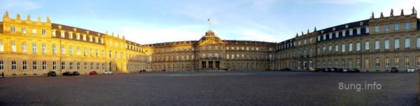 Kalte Wintersonne scheint auf das Neue Schloss in Stuttgart