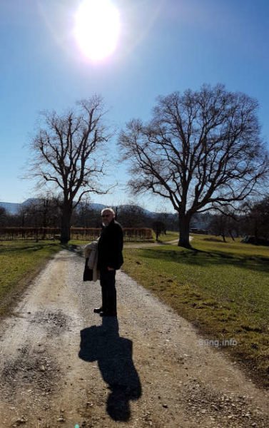 Spaziergang gegen die tief stehende Wintersonne