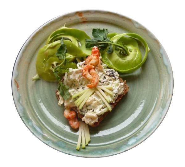 Gesunde Ernährung - flusskrebse, kohlrabi, kresse, apfel