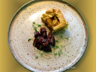 Rezept: Hühnerleber in Portweinsauce mit Kürbis-Quiche
