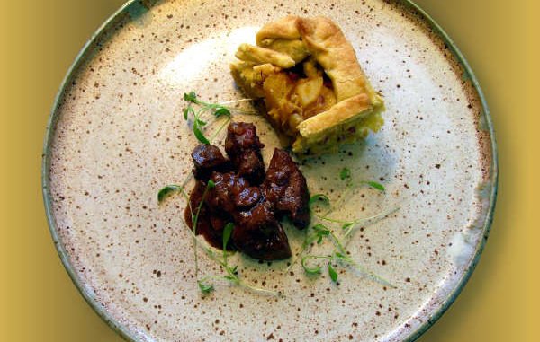 Rezept: Hühnerleber in Portweinsauce mit Kürbis-Quiche