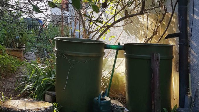 Regentonnen im Garten