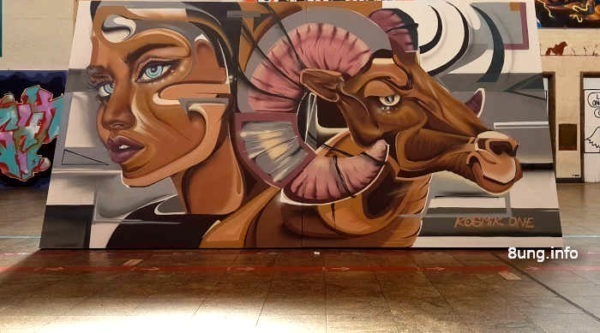 ☛ Graffiti in Stuttgart im Stadtpalais | Kulturmagazin 8ung.info Graffiti im Bahnhof Stuttgart - Gesicht und Widder
