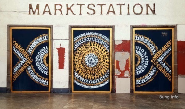 ☛ Graffiti in Stuttgart im Stadtpalais | Kulturmagazin 8ung.info Graffiti im Bahnhof Stuttgart - fremde Schriftzeichen kreisrund