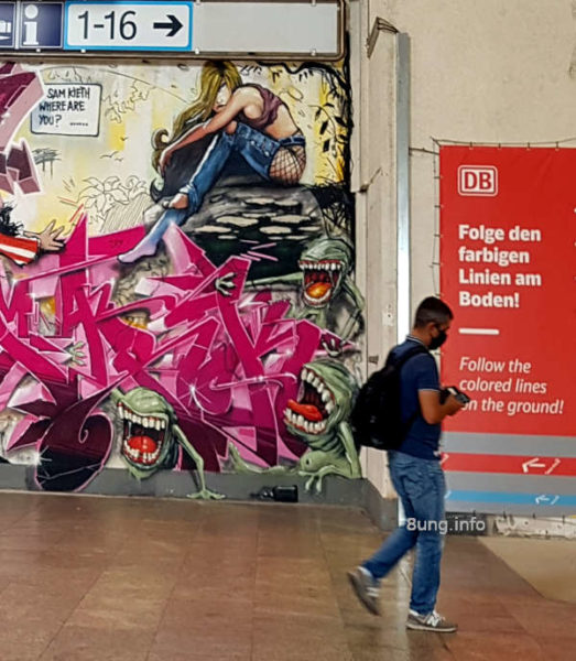 ☛ Graffiti in Stuttgart im Stadtpalais | Kulturmagazin 8ung.info Graffiti im Bahnhof Stuttgart - Monster und Furie