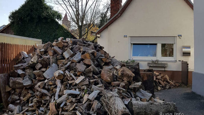 Haufen mit Brennholz
