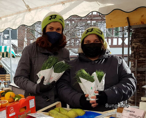 Marktfrauen mit Mund-Nasenschutz