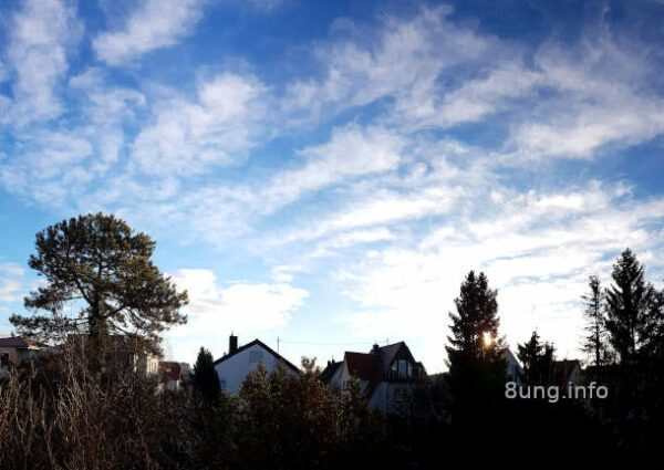 Wetter für März 2022, blauer Himmel mit weißen Wolken