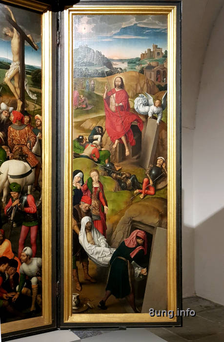 Triptychon in Lübeck im St. Annen Museum: Bild-Flügel - Auferstehung wie im Comic
