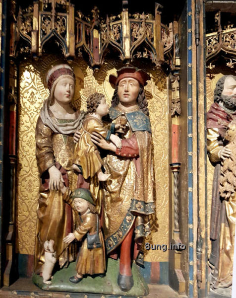 Triptychon in Lübeck im St. Annen Museum: Detail - Familie mit Mops