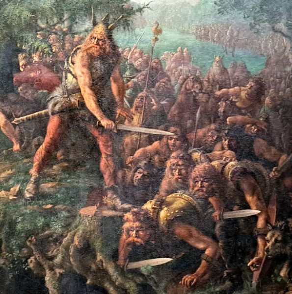 "Das Erbe Roms" im Stadtmuseum Trier - Detail aus Ölbild von Karel Lodewijk de Kesel, Ambiorix der Germane