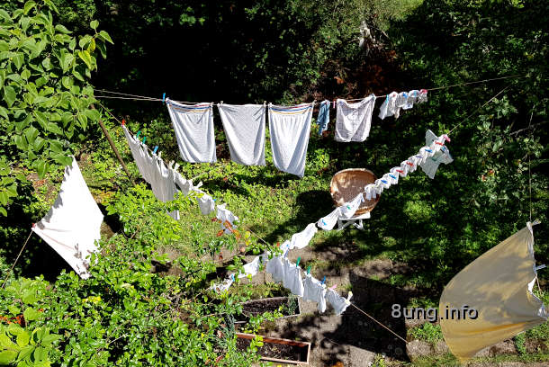 Wäscheleine im Garten