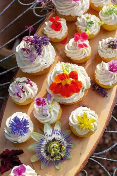 Törtchen mit eßbaren Blüten - farbenfreudig und lecker