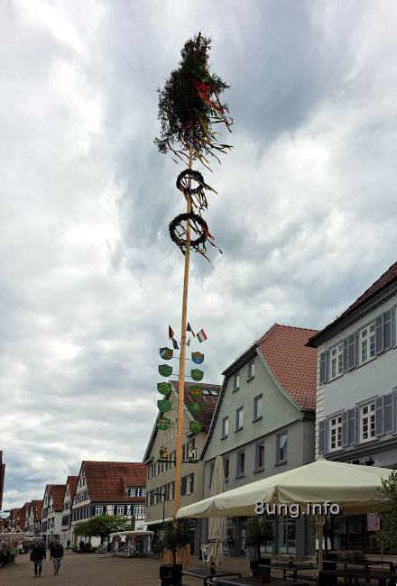 Großes Foto für kleines Geld - im Großformat ab 0 Euro - Bild kaufen bei adobe. Eisheiligen-Wetter: Maibaum bei Wind und Regenwolken