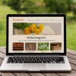 KI über 8ung.info: Kultur, Natur, Charme und Lebenskunst. KI generiertes Bild auf dem Laptop.